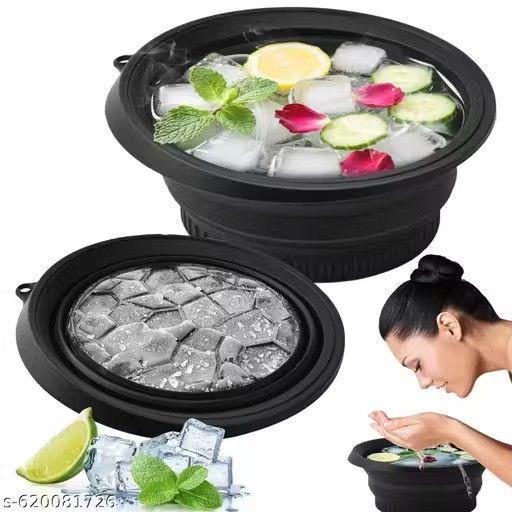 Foldable Silicone Ice Bowl | Foldable Face Wash Basin with Built-in Ice Tray